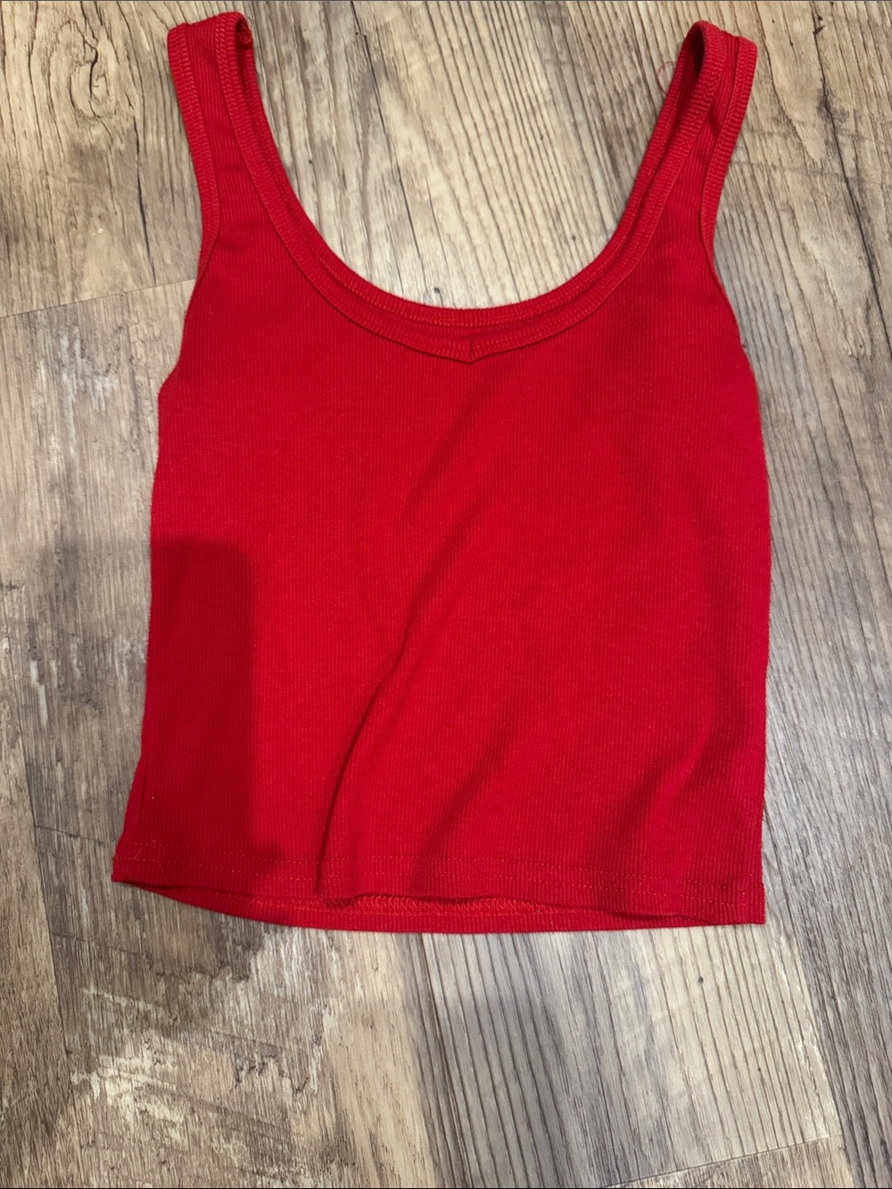 SHEIN Red Ribbed Scoop Neck Tank Top
